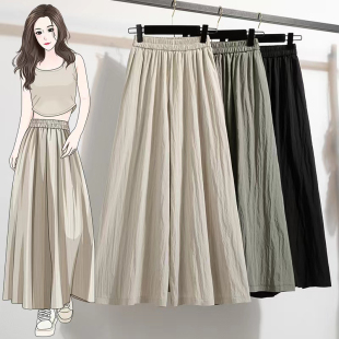 高腰松弛宽松褶皱九分阔腿山本裙裤 夏季 发洋气休闲大码 批新款 女装