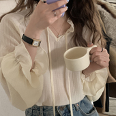女装 雪纺衫 批新款 显瘦洋气长袖 潮 发宽松气质打底内搭上衣时尚 春季