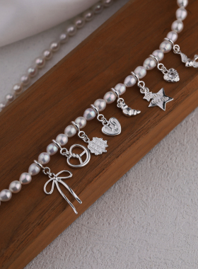 NNU 精致S925银食玩挂件简约可爱叠戴珍珠项链手链可拆卸吊坠单坠