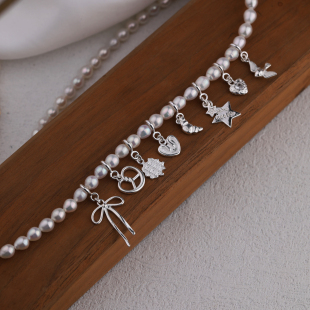 NNU 精致S925银食玩挂件简约可爱叠戴珍珠项链手链可拆卸吊坠单坠