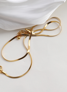 钛钢真空镀金不褪色蛇骨刀片项链