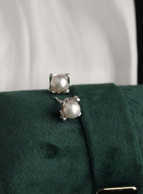 NNU 妙趣横生 M豆淡水极光馒头珍珠精致耳饰S925厚银简约百搭耳钉