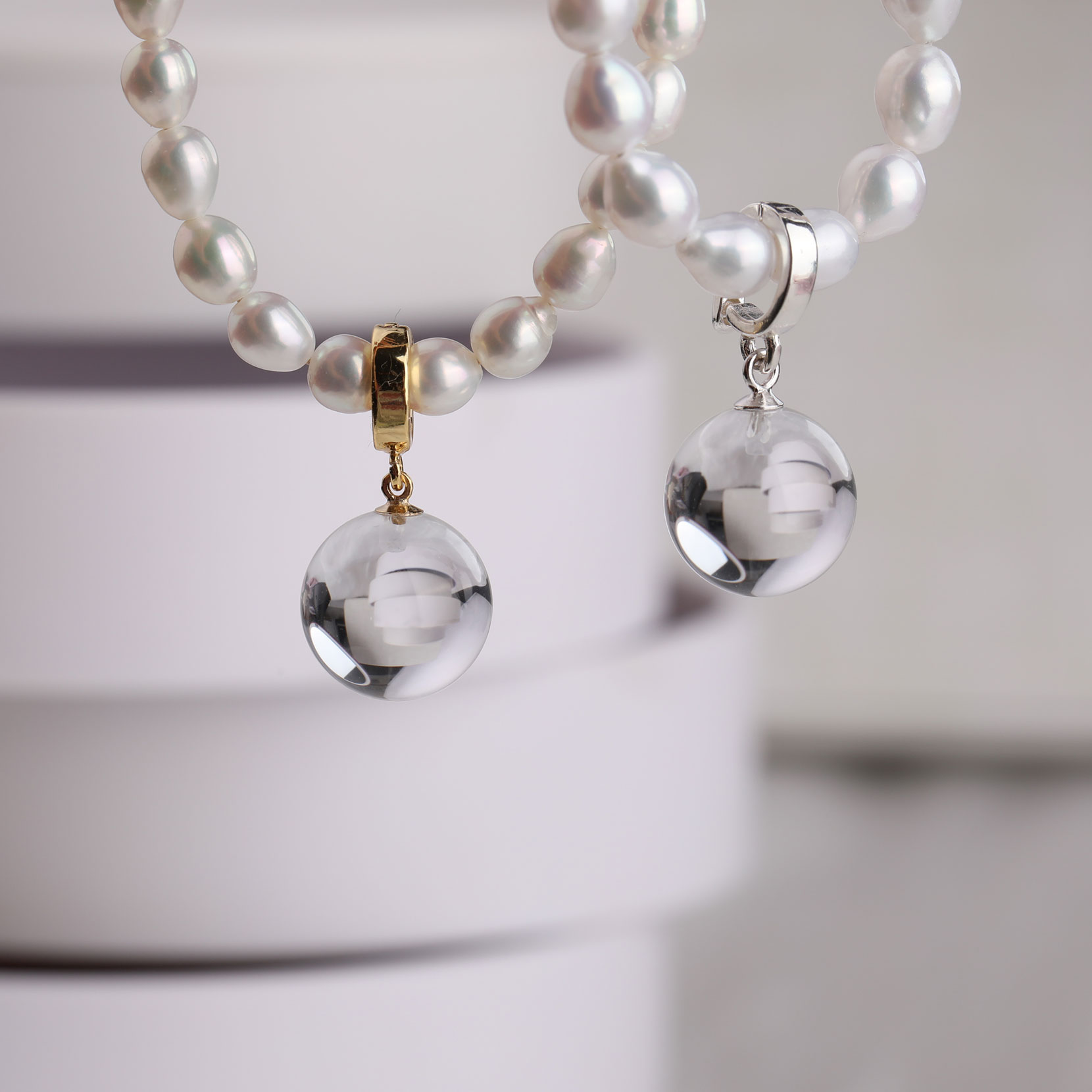 天然白水晶平衡能量可拆卸吊坠