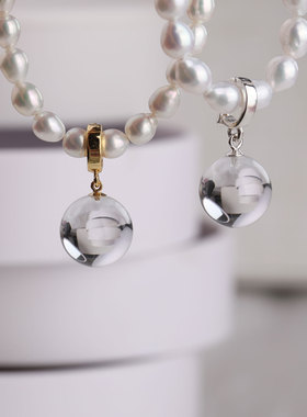 NNU原创S925银天然白水晶提升气质简约百搭可拆卸吊坠项链裸坠