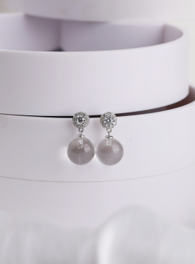 耳畔之夏 NNU天然白水晶粉晶耳饰S925银精致灵动简约女百搭耳环