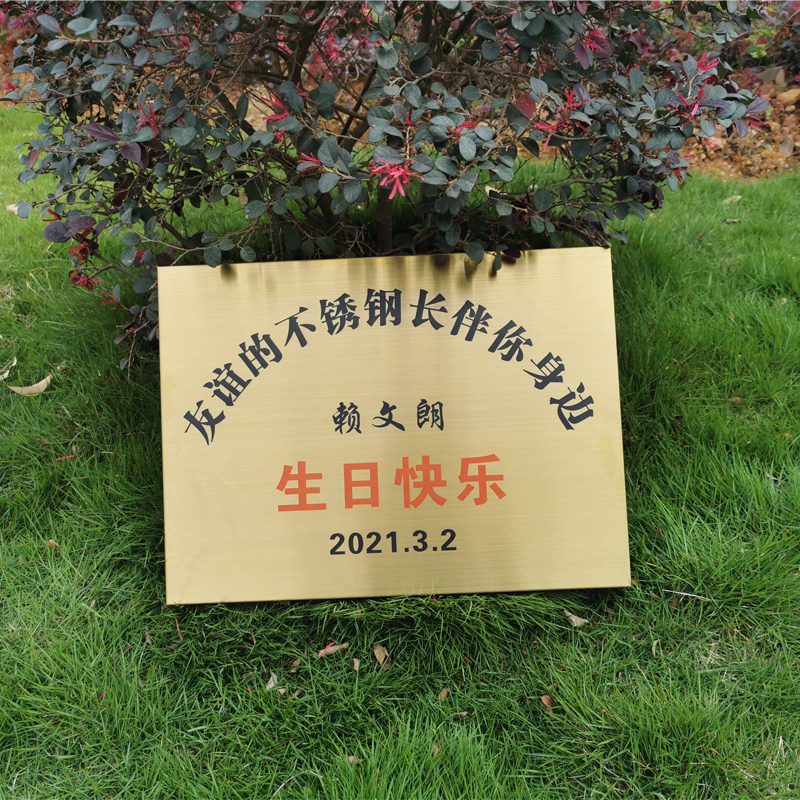 坚固的爱情友谊的不锈钢牌匾生日快乐礼物纪念牌铁牌表白刻字定制
