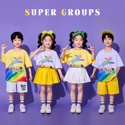 六一儿童啦啦队演出服短袖小学生