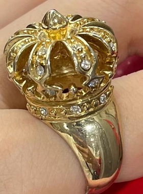 皇冠造型通大体量感体银925银实心纯银素银指环戒指银戒指纯银