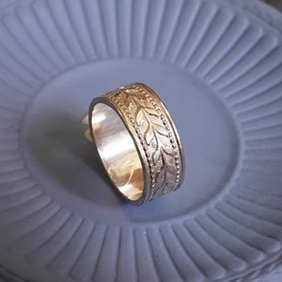 浮雕纹理橄榄枝通体925银指环男女情侣古董设计银戒指耳圈常青藤