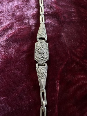 沉淀后的经典阿呆时期设计师通体925银錾刻复古宫廷风钻石手链女