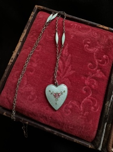 通体925银爱心项链女简约可爱少女心锁骨链银项链礼物珐琅彩北欧