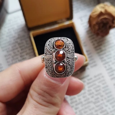 女银古董古典戒指指环复古宫廷