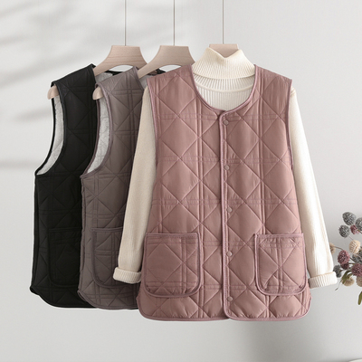 羽绒棉马甲加绒内胆小棉袄内穿坎肩秋冬打底妈妈棉服医护防寒内搭