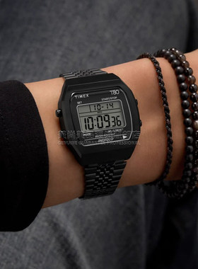 代购Timex T80 Steel天美时钢带数字显示黑色复古时尚百搭男款腕