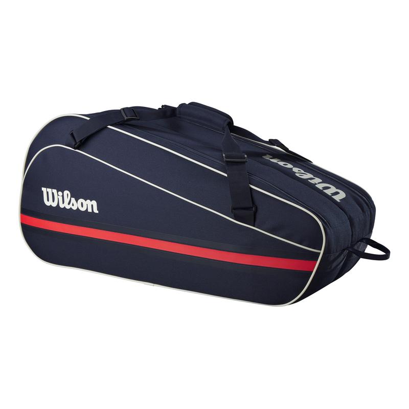 Wilson威尔胜网球包六支装容量耐磨耐用分隔收纳加厚肩带深蓝色