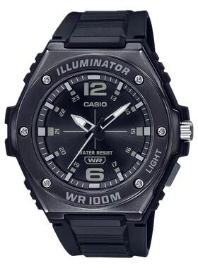 代购卡西欧男士腕表夜光计时LED灯防水黑色树脂钢圈运动游泳手表