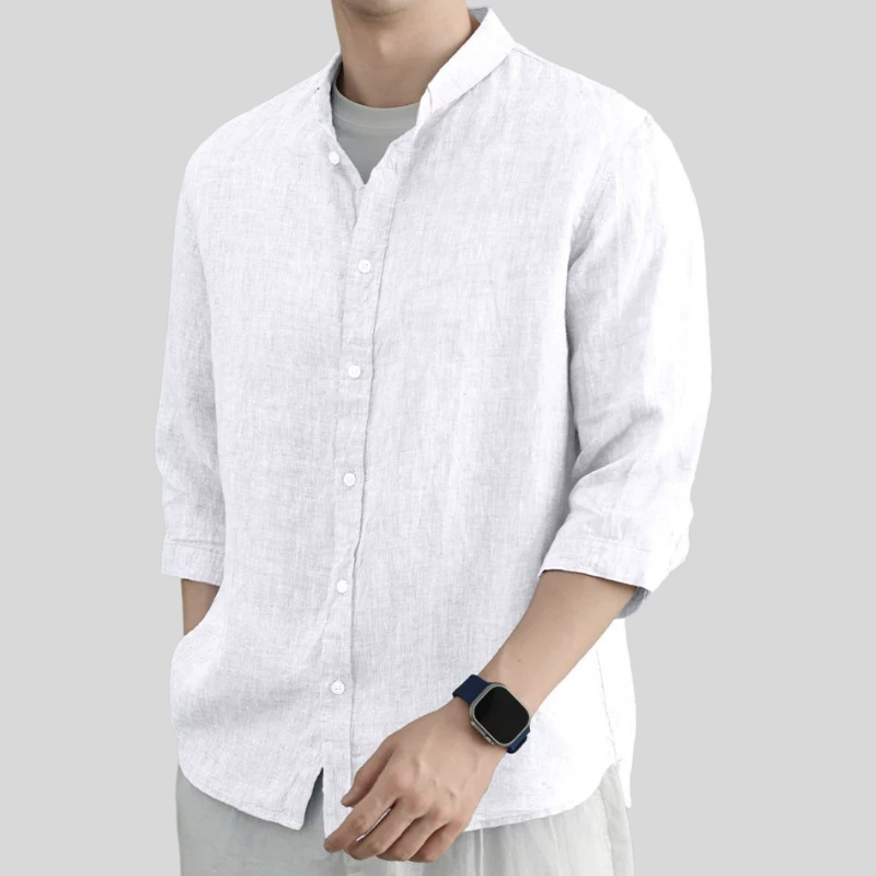 亚麻衬衫男士短袖男款2026新款七分袖棉麻衬衣服寸男装休闲夏季潮