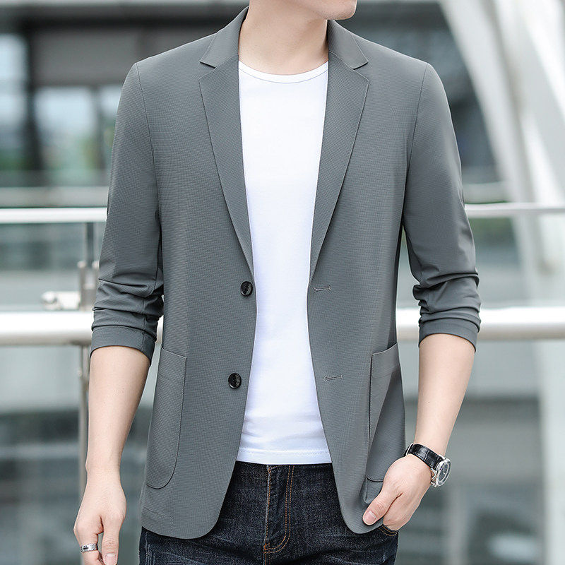 冰丝防晒西服男青年商务休闲男士春夏季薄款小西装超薄单通勤外套