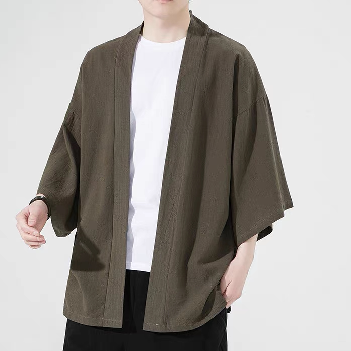 新款中国风时尚春夏棉麻披风开衫休闲男宽松防晒服小众风衣