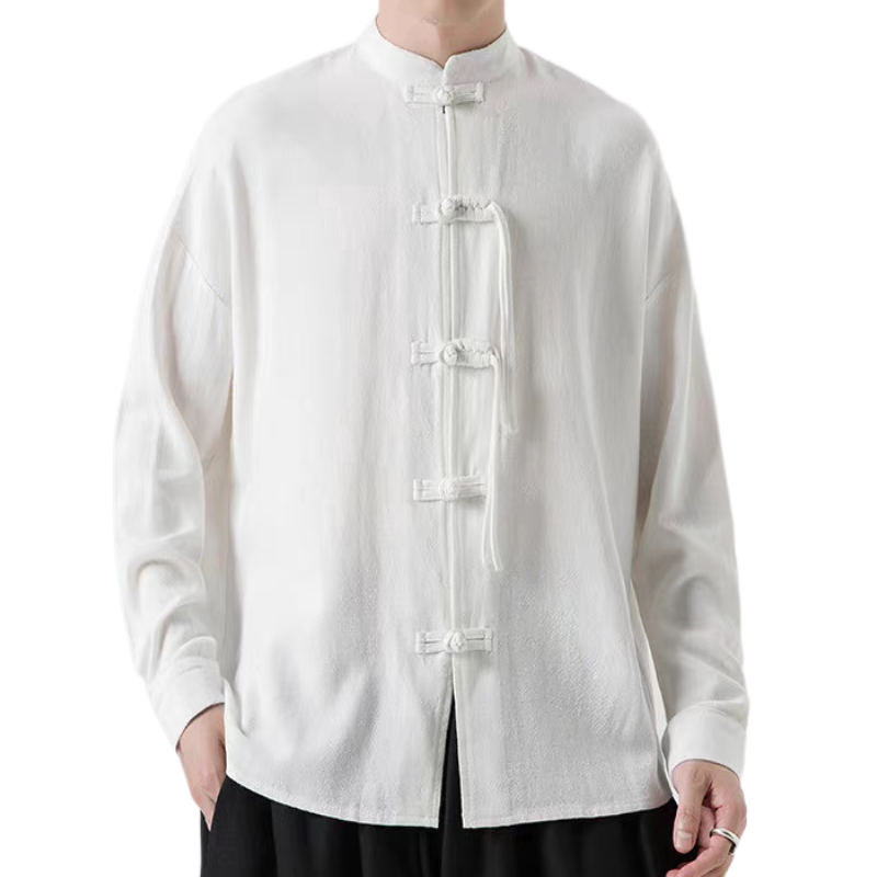 春秋棉麻长袖中式国风唐装男女汉服居士茶禅道练功太极服中山装