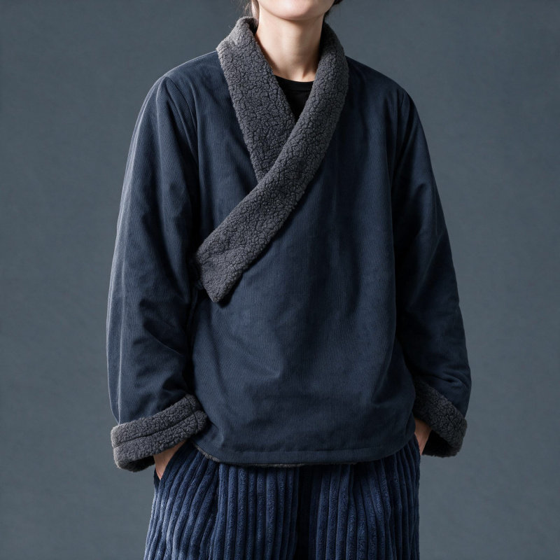 毛绒男女冬季汉服国风加厚加绒唐装古风藏袍保暖斜襟汉服外套棉衣