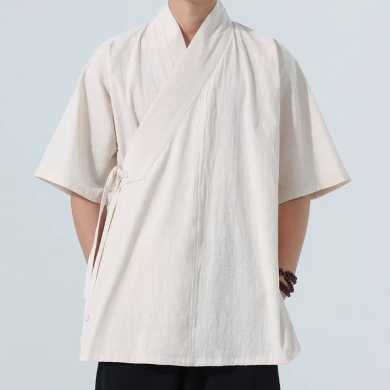 新中式开衫棉麻复古袖中式国风唐装男女汉服居士茶禅道练功太极服