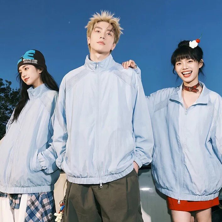 网眼立领UPF50+防晒衣男夏季运动外套速干薄款户外防晒服女情侣装