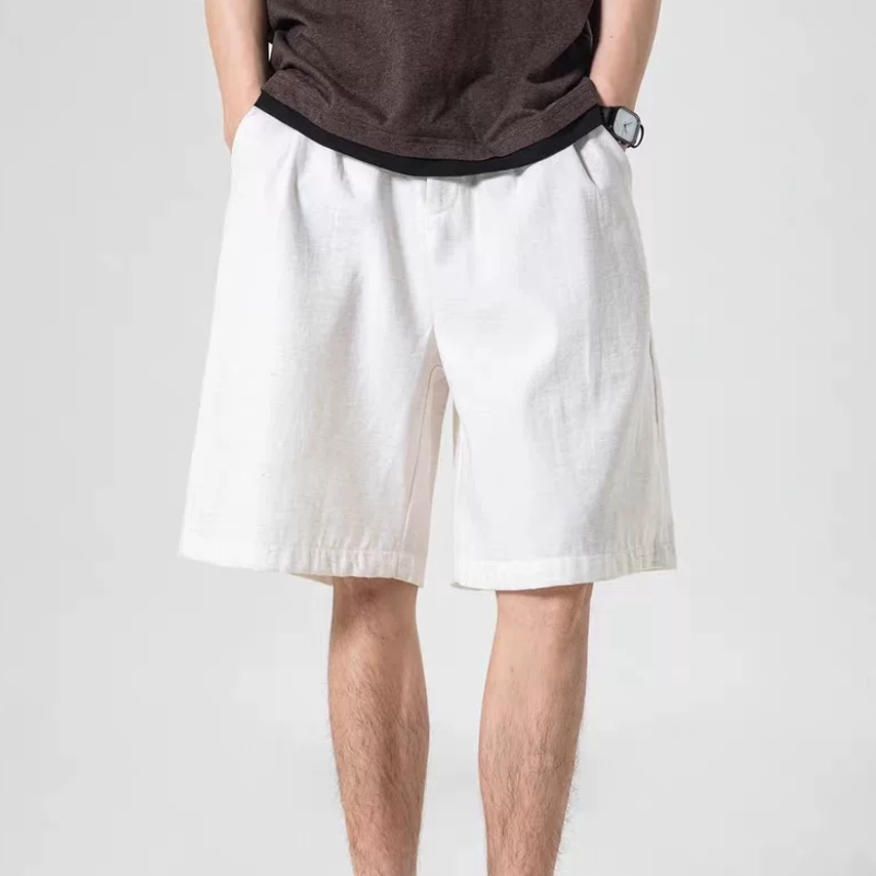 亚麻纹理裤男透气薄款亚麻裤夏季五分裤男款休闲中裤裤子男生短裤
