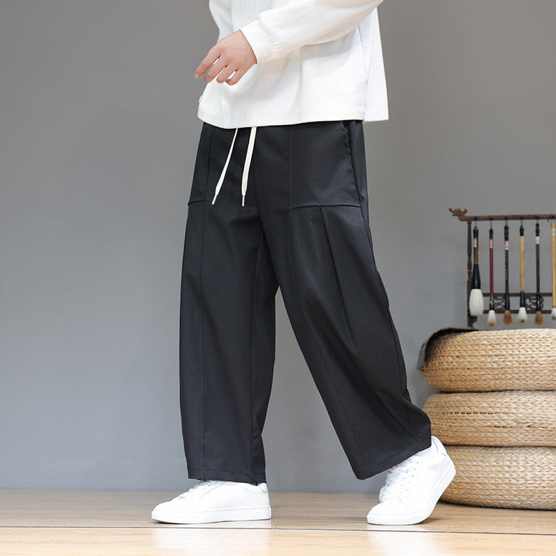 中国风秋冬新款休闲裤男宽松大码日系中式太极宽松功夫禅意长裤子