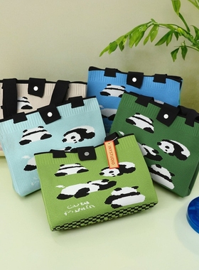 熊猫包大单肩托特包可爱熊猫手提百搭补课通勤绿色工厂定制Logo