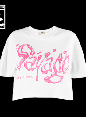 原创SAVAGE字母印花夏日街头短款宽松OVERSIZE棉T恤短袖