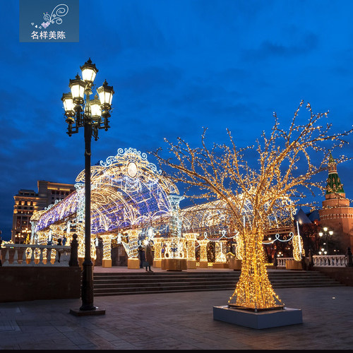 名样美陈户外酒店大型圣诞节布置商场广场乐器音乐长廊隧道亮化灯