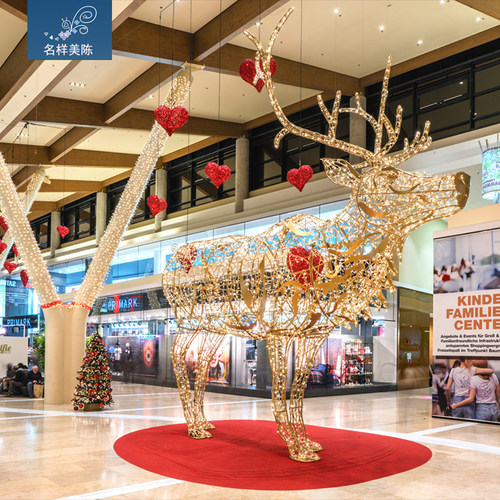 名样户外圣诞节庆布置爱心圣诞鹿麋鹿铁艺鹿发光鹿商场酒店步行街