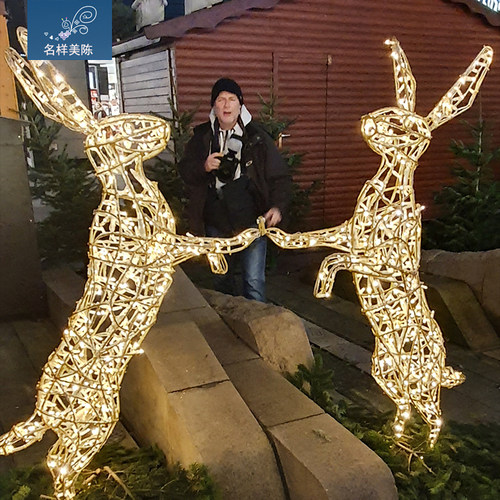 名样美陈户外大型铁艺发光兔子动物草坪灯商场酒店广场亮化灯光节
