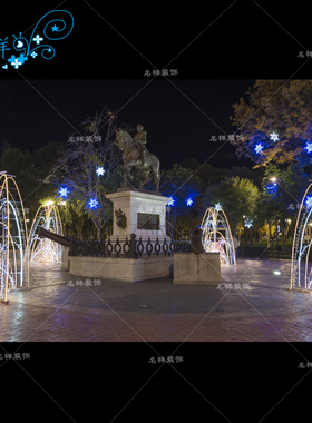 名样美陈圣诞节日装饰广场商场景区铁艺发光喷泉铁艺灯组酒店布置