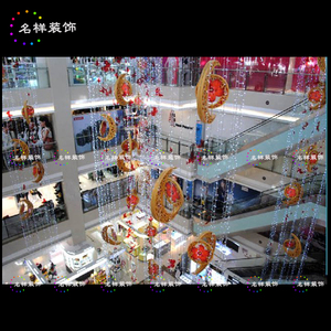 开业美陈夏季商场酒店4S店中庭中空吊饰装饰雕刻月亮吊饰