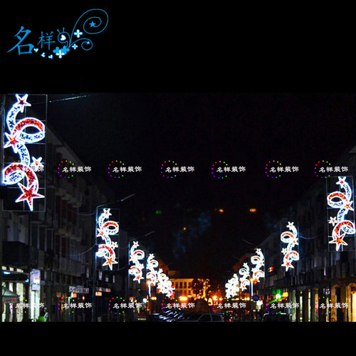 名样美陈户外圣诞节路灯装饰步行街道流星LED2D灯杆灯饰厂家直销