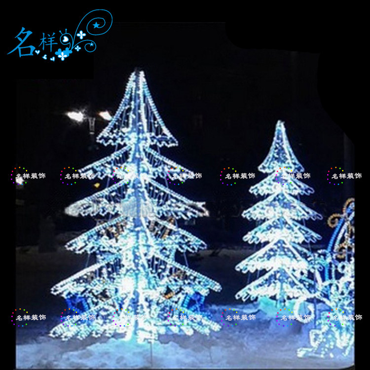 定制名样美陈圣诞节装饰户外广场大型松树LED发光灯光圣诞树草坪