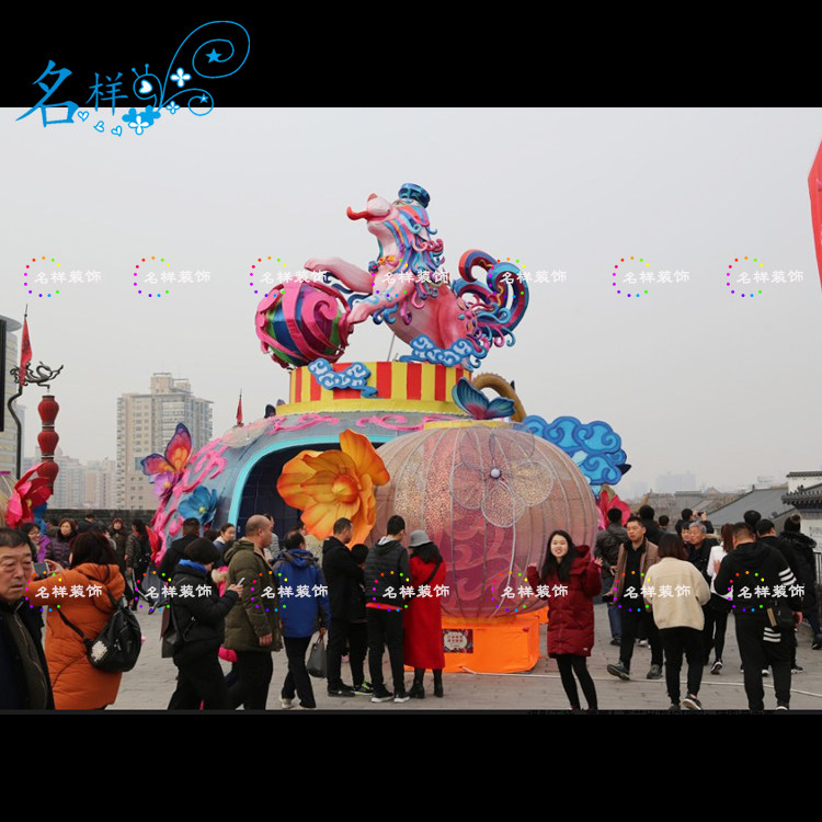 名样美陈户外大型2019猪年牡丹灯笼包布春节广场商场元宵花灯会展