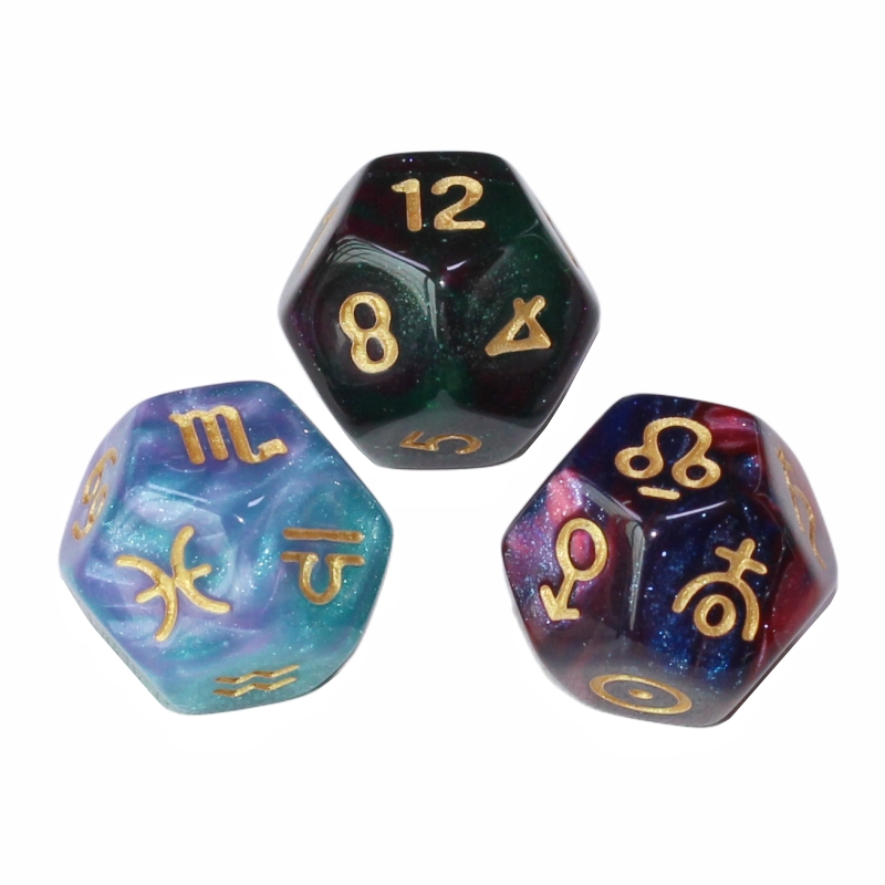 宇宙星空12星座骰子3颗套装 桌游道具礼品十二面数字色子游戏筛子,运动/瑜伽/健身/球迷用品,色子/骰子,淘宝优惠券,粉丝福利购,淘宝优惠卷