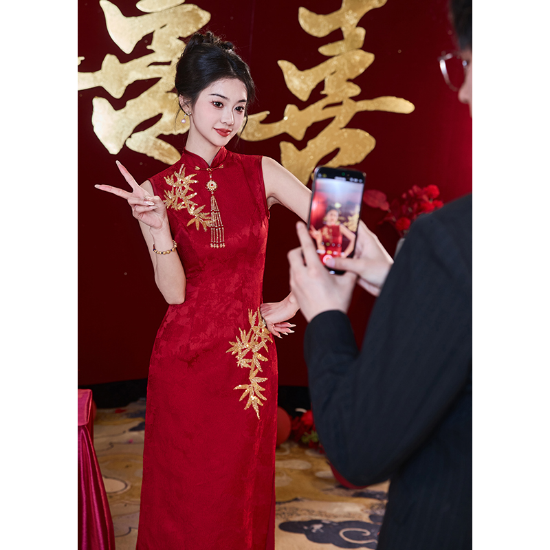 桃花源旗袍新款女新娘敬酒服迎宾订婚送接亲晨袍婚宴拍照影楼回门