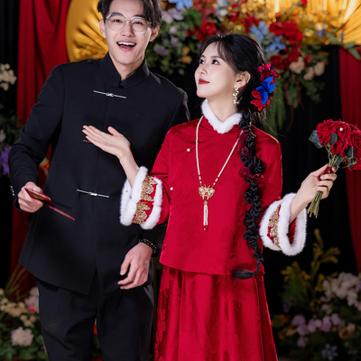 新中式旗袍敬酒服新娘冬季套装