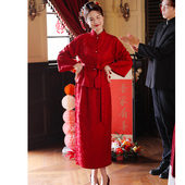 新中式 感酒红色敬酒服订婚结婚礼服气质回门新娘 旗袍晨袍新款