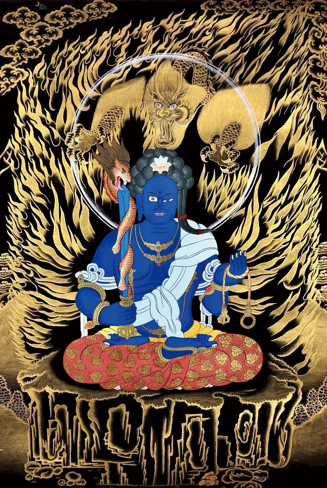 不动明王 (不动尊)描金唐卡|静心减压|涂色线稿diy画稿