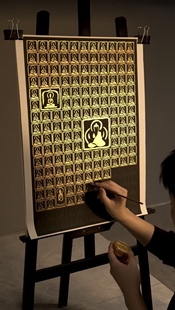 手工DIY描金菩萨千百佛图临摹禅意精心减压禅意佛堂玄关装饰挂画