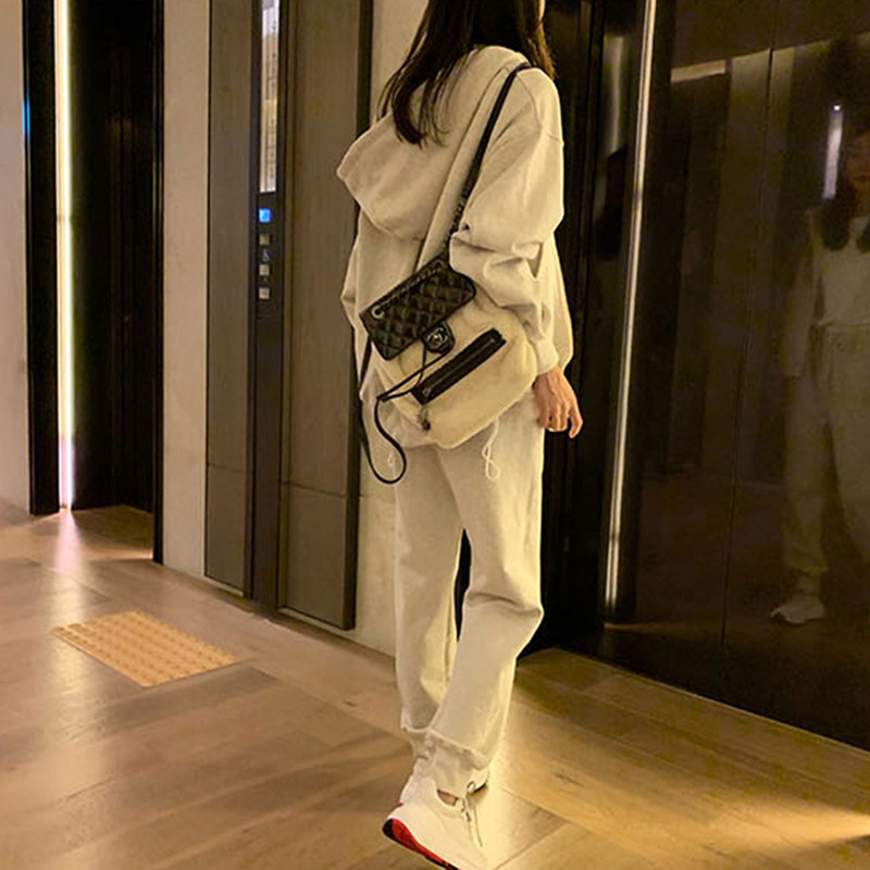 봄과 가을 러닝 스포츠 정장 여성 야외 레저 투피스 세트 2023 새로운 느슨한 서양식 아침 러닝 슈트 INS TREND