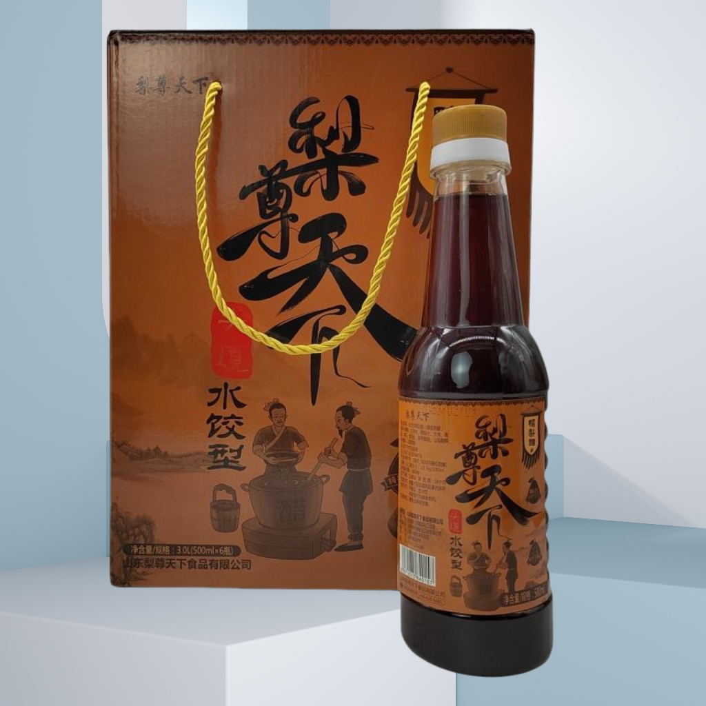 山东特产阳信梨尊天下鸭梨醋发酵酿造水饺凉拌醋500ml六瓶塑料瓶