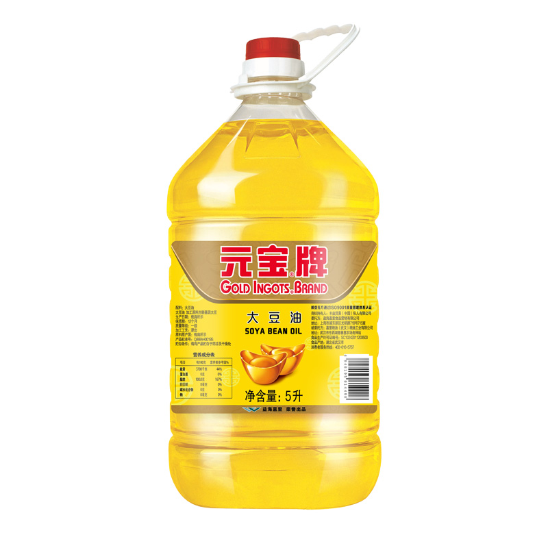 元宝牌大豆油5L桶装透明桶