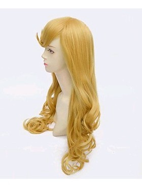 外贸 动漫 假发 高温丝 黄色cosplay 假发