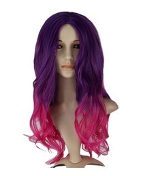 紫色红色 渐变色 中长卷发